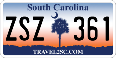 SC license plate ZSZ361