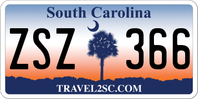 SC license plate ZSZ366