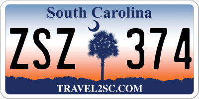 SC license plate ZSZ374