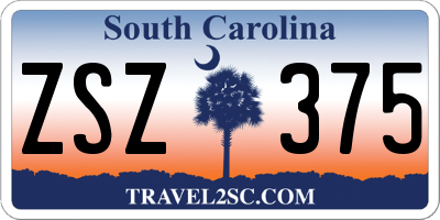 SC license plate ZSZ375