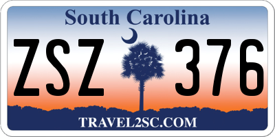 SC license plate ZSZ376