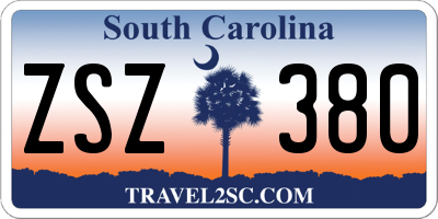 SC license plate ZSZ380