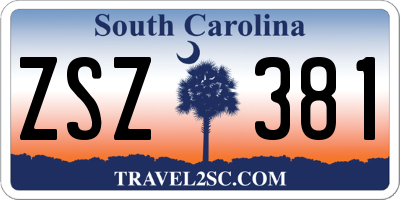 SC license plate ZSZ381