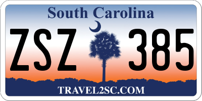 SC license plate ZSZ385