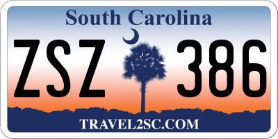 SC license plate ZSZ386