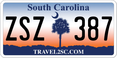 SC license plate ZSZ387