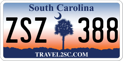 SC license plate ZSZ388
