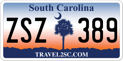 SC license plate ZSZ389