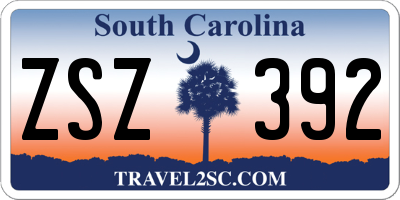 SC license plate ZSZ392