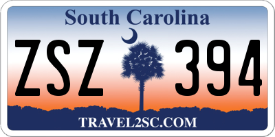 SC license plate ZSZ394