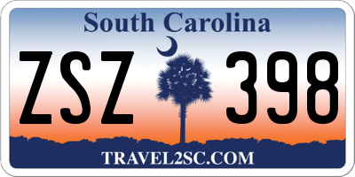 SC license plate ZSZ398