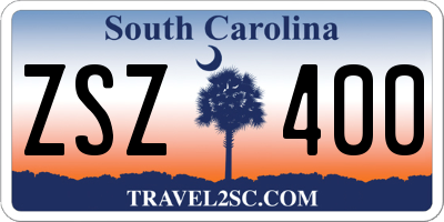 SC license plate ZSZ400