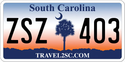 SC license plate ZSZ403