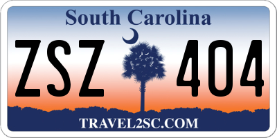 SC license plate ZSZ404