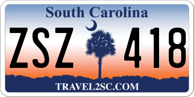 SC license plate ZSZ418