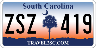 SC license plate ZSZ419