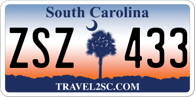 SC license plate ZSZ433