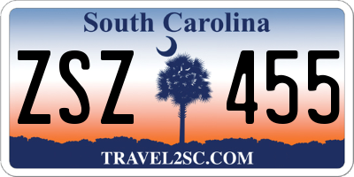 SC license plate ZSZ455