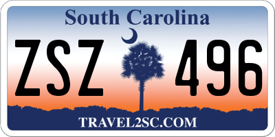 SC license plate ZSZ496
