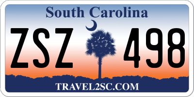 SC license plate ZSZ498