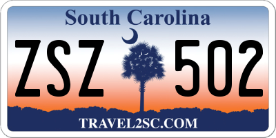 SC license plate ZSZ502