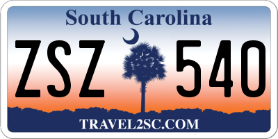 SC license plate ZSZ540