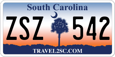 SC license plate ZSZ542