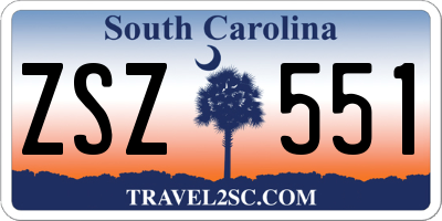 SC license plate ZSZ551
