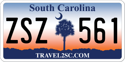 SC license plate ZSZ561
