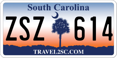 SC license plate ZSZ614
