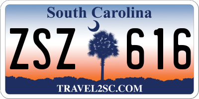 SC license plate ZSZ616
