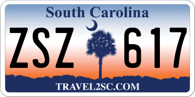 SC license plate ZSZ617