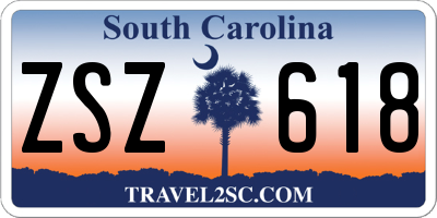 SC license plate ZSZ618