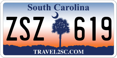 SC license plate ZSZ619