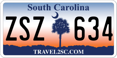SC license plate ZSZ634
