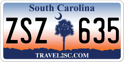 SC license plate ZSZ635