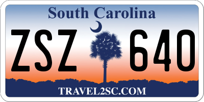 SC license plate ZSZ640