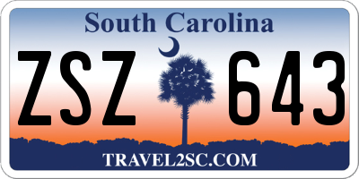SC license plate ZSZ643