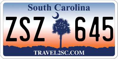 SC license plate ZSZ645