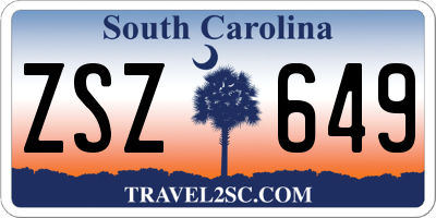 SC license plate ZSZ649