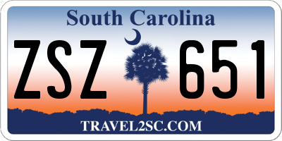 SC license plate ZSZ651