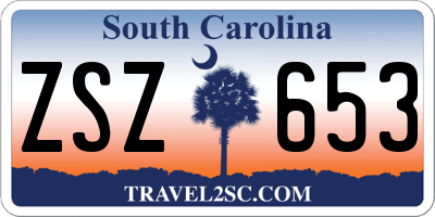SC license plate ZSZ653