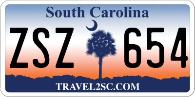 SC license plate ZSZ654