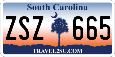 SC license plate ZSZ665
