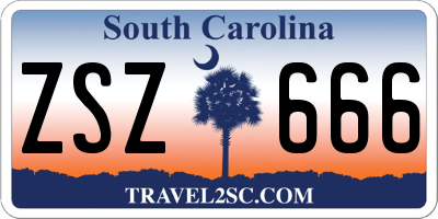 SC license plate ZSZ666