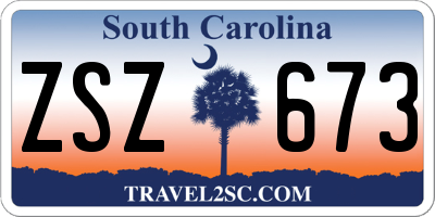 SC license plate ZSZ673