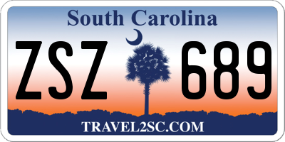 SC license plate ZSZ689