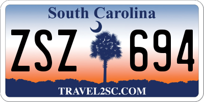 SC license plate ZSZ694