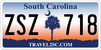 SC license plate ZSZ718