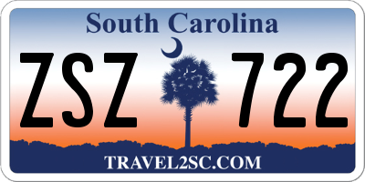 SC license plate ZSZ722
